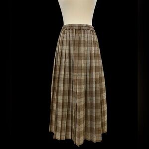 Sarahwear made in Japan 100% wool pleated tartan skirt size S timeless luxury